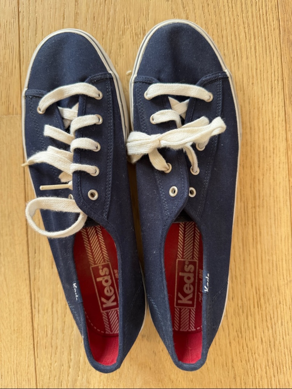 KEDS! NEVER WORN! Women’s size 10. Navy Canvas Sneakers with White Laces.